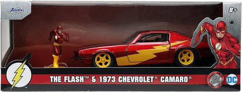 Jada Toys DC Comics 1:32 1973 Chevy Camaro Die-cast Car with The Flash Die-cast Figure, Toys for Kids and Adults, Red...