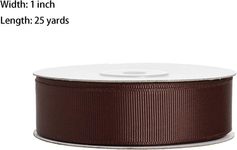 ATRBB 25 Yards 1 Inch Solid Grosgrain Ribbon Roll for Gift Wrapping DIY Hair Accessories (Coffee)...