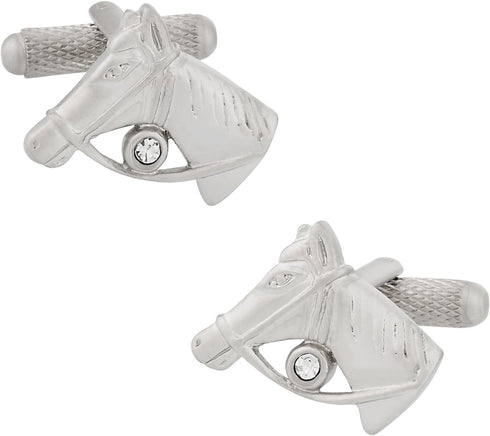 Mens Equestrian Horseracing Horse Head Silver Cufflinks with Presentation Box...