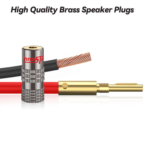 Banana Plugs for Speaker Wire, (12 Pairs, 24 Pcs), 24K Gold Plated Connectors, Spring Pin Plug Closed Screw Design, Banana Pins (Support 12 AWG to...