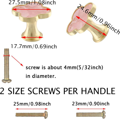 6 pcs Clover Knobs Four-Leaf Clover HandlesCabinet Knobs Pulls Dresser Knobs Drawer Pull Handles for Cupboard Drawer Pulls Door Knobs (Pink)...