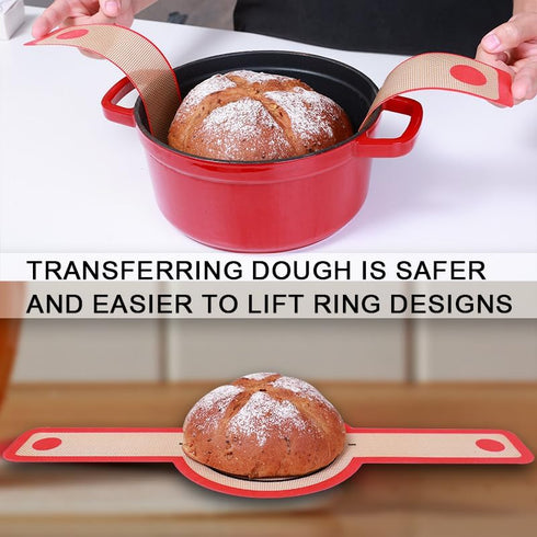 2 Pcs Silicone Bread Sling Silicone Baking Mat for Dutch Oven Liners Non-Stick Heat Resistant Reusable Sourdough Bread Baking Supplies with Long H...