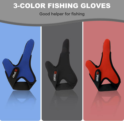 Double-Finger Gloves, 3 Pack Anti-Slip Fishing Glove, Professional Finger Gloves Protector Unisex Elastic Band Glove for Outdoor Fishing, Fit Righ...