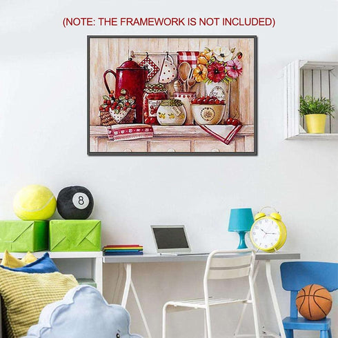 Irfora 5D Painting Kits Kitchen DIY Full Drill Painting Needlework Crystal Painting Rhinestone Cross Stitch Mosaic Paintings Arts Craft for Home W...