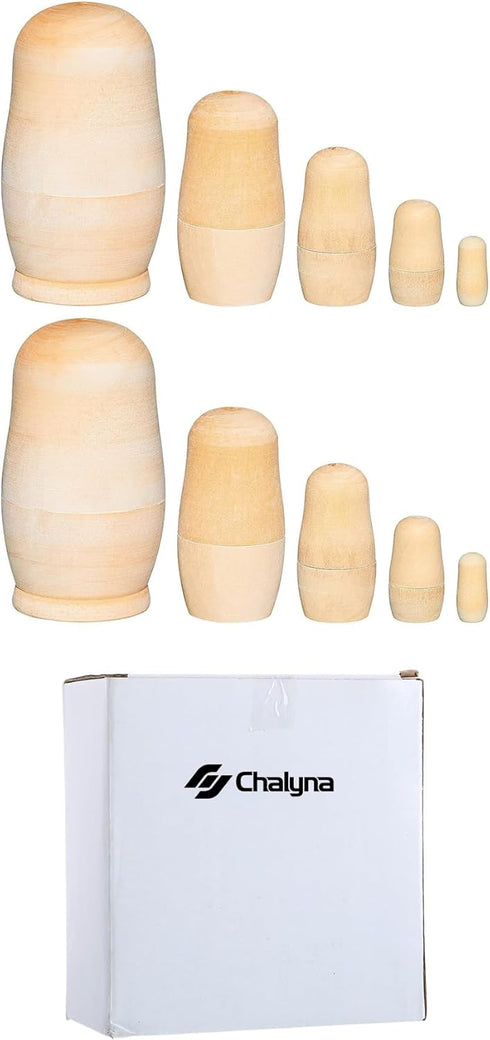2 Sets Unpainted Nesting Dolls Blank Russian Nesting Dolls Personalize Create Your Own Christmas Russian Doll Wooden Matryoshka DIY Dolls Kit for ...