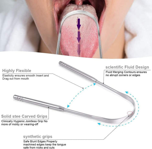 Tongue Scraper Stainless Steel,Metal Tongue Scraper With Case,Tongue Scrapers For Adults,Travel Scraper Case With 5 Pcs Oral Care Tools....