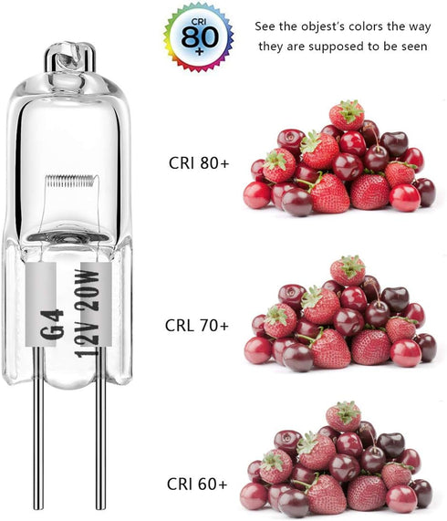 G4 Halogen T3 20 Watt 280lm G4 Bi-Pin Bulb AC/DC12 Volt for Under Cabinet Puck Light, Chandeliers, Track Lighting,20W 12V Warm White 2700K (12 Pac...
