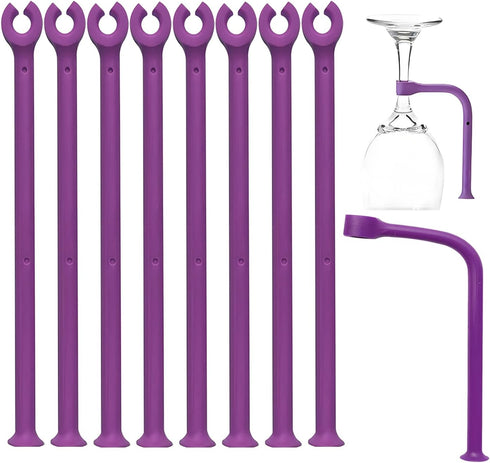 UoYu Tether Silicone Dishwasher Attachment Silicone Stemware Saver Flexible Stemware Holder Dishwasher Wine Glass Protector (Purple/8 pcs)...