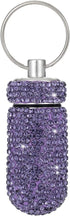Purple Pill Holder Keychain, Holder Pill Container Keychain Mini Size Waterproof and Light Weight Portable Pill Bottle Case, Bling Aluminum Key Ch...