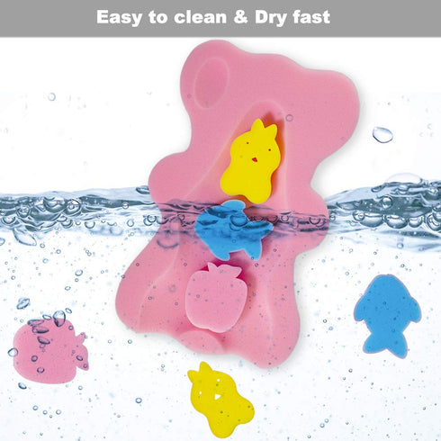 HALLO Soft Infant Bath Sponge Skid Proof Baby Bath Mat Newborn Odor Free (Pink)...