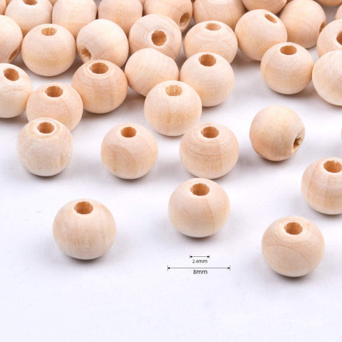 BronaGrand 300pcs 8MM Natural Color Round Ball Wood Spacer Beads Jewelry Findings Charms...