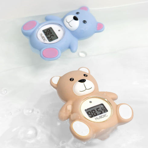 HubiBaby Baby Bath Thermometer & Digital Room Temperature, 2in1 Kids Bathroom Safety Products with Temperature Warning, Floating Teddy Bear (Blue)...
