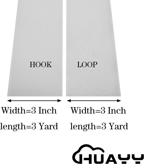 3 Inches Width 3 Yards Length,Sew on Hook and Loop Style,Non-Adhesive Nylon Strips Fabric,White (3 in x 3 yd)...