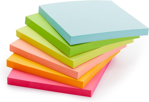 Amazon Basics Square Sticky Notes, 3 x 3-Inch, Assorted Colors, 12-Pack...