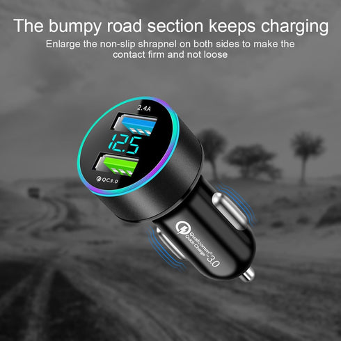 USB C Car Charger Adapter, Dual QC3.0 Ports Cigarette Lighter Car Charger, All Metal Quick Charge with LED Voltage Display, Compatible with iPhone...