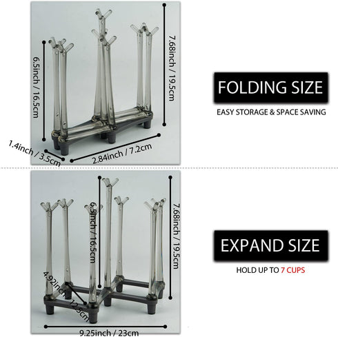 2 Pcs Cup Drying Racks Set, Retractable Drinking Glass & Baby Bottle Drainer Stand, PP Material Mug Draining Organizer, Kitchen Countertop Dishes ...