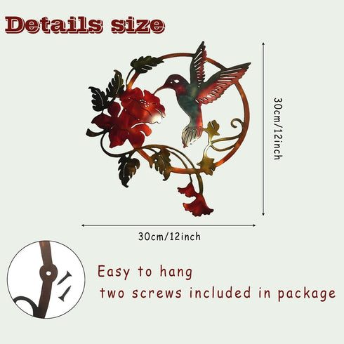 Zoihet Round Metal Bird Wall Art Decor - Hummingbird Wall Art Silhouette for your patio, garden, and fence Art Decor, Bird Wall Silhouette Indoor ...