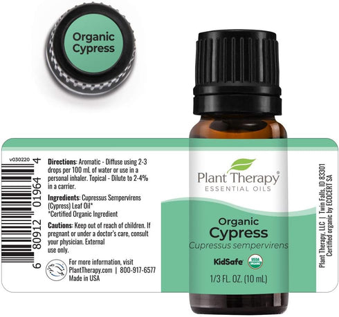 Plant Therapy Organic Cypress Essential Oil 10 mL (1/3 oz) 100% Pure, Undiluted, Therapeutic Grade...