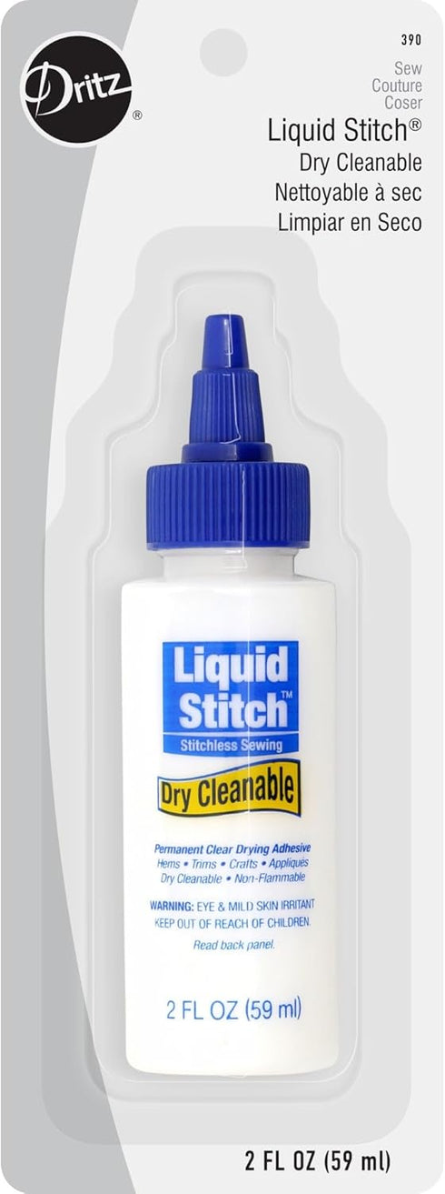 Dritz Liquid Stitch Dry Cleanable Fabric Adhesive, 2-Fluid Ounce, Clear, 2 Fl Oz...