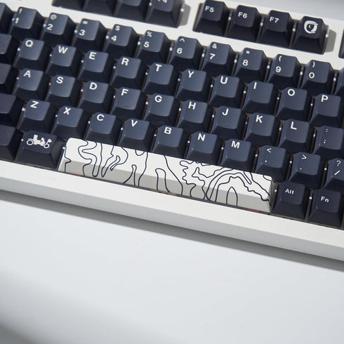 4pcs Keycaps, White Topographic Keycaps PBT Keycap Cherry Profile Dye-Sublimation Space Bar 6.25U ESC Enter Custom Keycap Set for Mechanical Keybo...