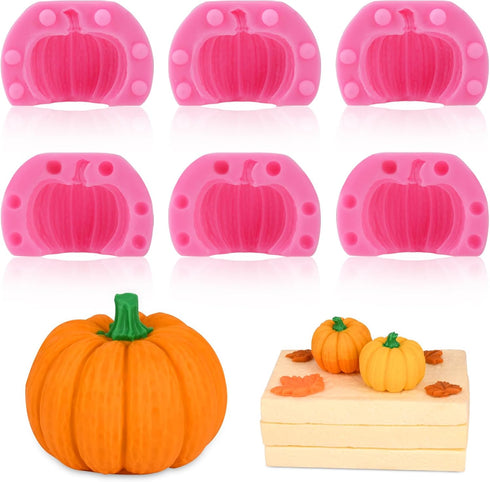 Actvty 3D Pumpkin Silicone Molds, 6 Pcs Half a Pumpkin Chocolate Candy Fondant Mold for Halloween Thanksgiving Fall Baking, Cake Decoration, Soap ...