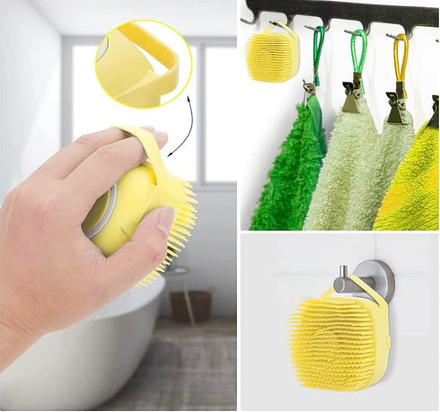 Dog and Cat Massage & Cleaning Brush - Premium Silicone. (Yellow)...