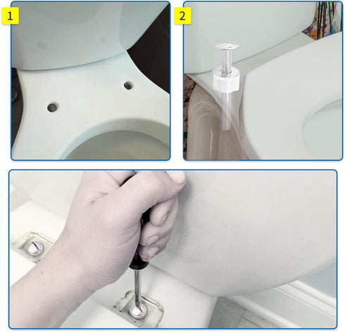 2pcs Universal Silver Toilet Seat Bolt, Stainless Steel Toilet Seat Bolts Screws Set Heavy Duty Toilet Seat Accessories Bathroom Replacement Parts...