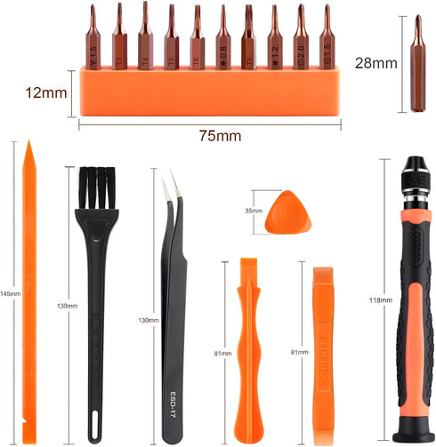 ASTARON 17 in 1 Screwdriver Set for MacBook, Repair Tool Kit with T3 T4 T5 T6 T8 P2 P5 PH000 Ph00 Y00 Magnetic Torx Bit & Opening Tool for Laptop,...