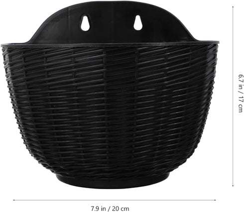 DOITOOL Wall Hanging Planters Basket Fence Plant Flower Pot Plastic Rattan Flower Bird Basket Half Moon Self Watering Garden Pots Holder for Porch...