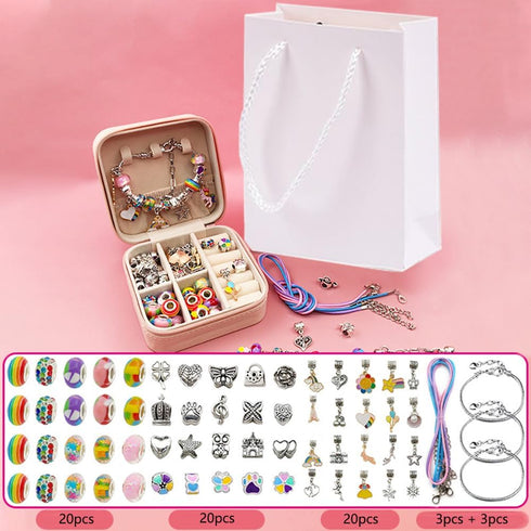BetterJonny 66pcs Charm Bracelet Making Kit, Crystal Jewelry Making kit DIY Beaded Jewellery Charms for Girls with Jewelry Box and Gift Bag Multic...