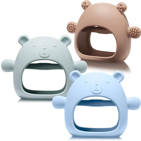 Chumia 3 Pack Baby Teether Teething Toys for Babies 0-6 Months Baby Teething Toy Silicone Anti Dropping Infant Hand Teether Pacifiers Wrist Hand C...