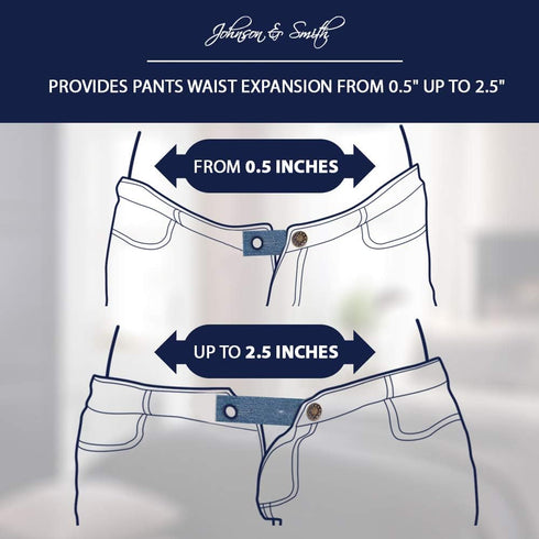 Waistband Extenders by Johnson & Smith | Button Extender for Pants | Denim Material | Pack of 5 Shades | Premium Metal Buttons | 2 Button Holes | ...