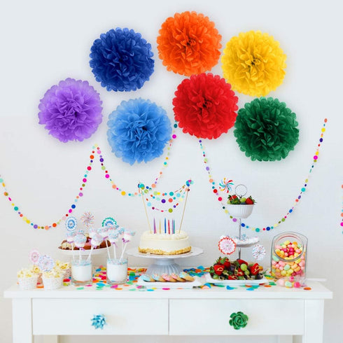 Binpeng Rainbow Paper Pom Poms Hanging Paper Flower Ball Wedding Party Celebrations Decorations Outdoor Decoration Flowers Craft for Party Birthda...