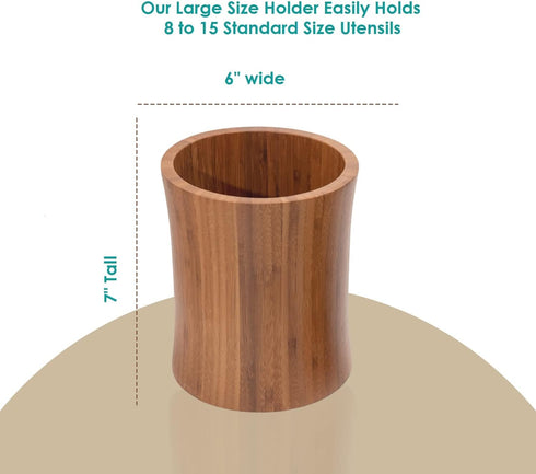 Bamboo Kitchen Counter Utensil Crock Holder Caddy (Natural Large)...