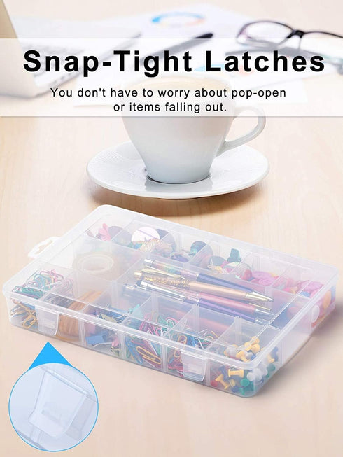 2Pack 18 Grids Craft Organizers and Storage Bead Organizer Tackle Box Organizer with Adjustable Divider, Plastic, Clear...