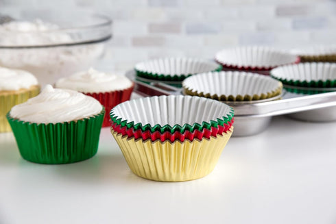 Fox Run Christmas Foil Muffin and Cupcake Liners, Set of 45 Standard Size Wrappers...
