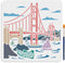 Golden Gate Bridge Stencil 11.8×11.8inch Large Bridge River Boat Stencil Reusable Cityscape Silhoutte Drawing Template with Paint Brush for Art Cr...