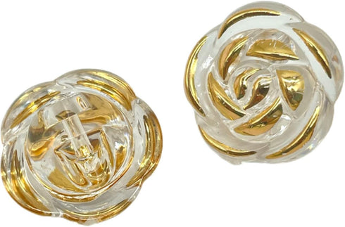50pc 20mm Gold Edge Transparent Rose Flower Buttons for DIY Decoration Buttons Sewing Accessories Supplies...