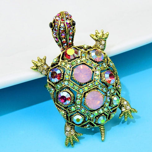 2Pcs Vintage Rhinestone Turtle Brooch for Men Stylish Animal Pin for Any Occasion...