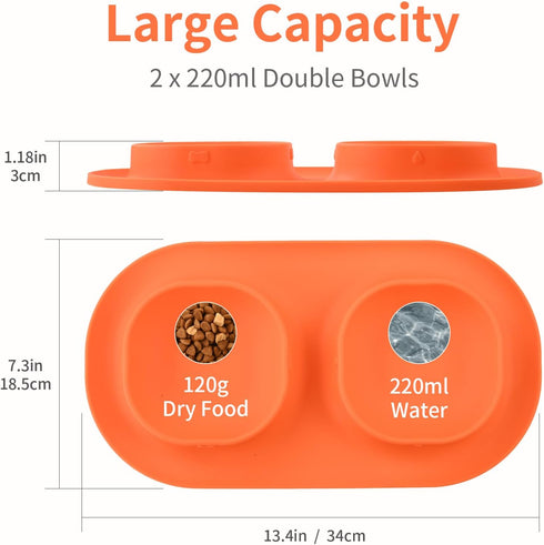 Dog Food Water Bowls for Puppy - Small Medium Dogs Feeder Bowl Mat No-Spill and Non-Skid Dog Dish Pet Feeding Station,Orange...