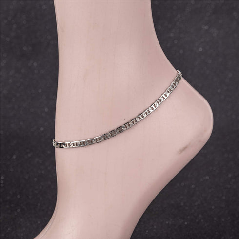 Gold Anklet for Women Teen Girls, 14K Gold / 18K Gold/Platinum Plated Flat Mariner Link Chain Ankle Bracelets for Women 9 10 11 inches...