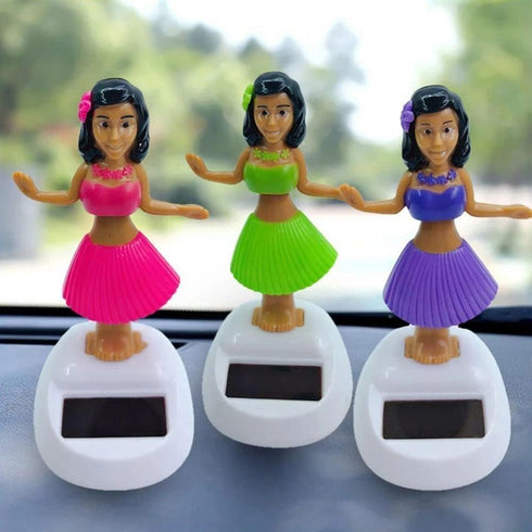 Blue Solar Powered Dancing Hula Girl Dashboard Decorations Swinging Bobbleheads Toy Collection Figurines for Auto Interior Home Decor Solar Power ...