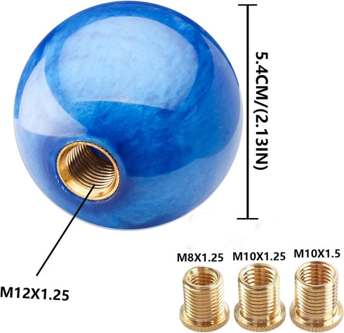 Round Ball Shift Knob Universal Marble Style Gear Shift Knob 5 6 Speed for Manual Automatic Vehicles with Adapters (Dark Blue)...