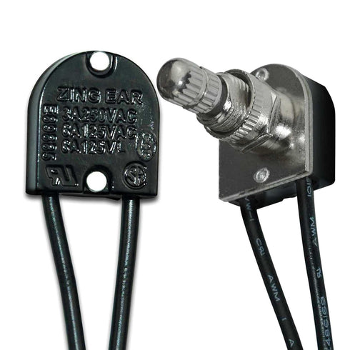 Rotary Switch Zing Ear ZE-106M 125VAC/6A 250VAC/3A 125VL/6A Two Wire Replaces 3/8" 90-501 80-1132 Turn Canopy Lights Lamps Thread Brass Knob On-Of...