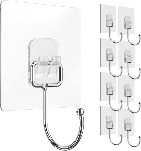Adhesive Hooks for Hanging 33lbs Heavy Duty Towel Coat Hooks Waterproof Self Adhesive Wall Hooks for Bathroom Shower Kitchen Door Home Improvement...
