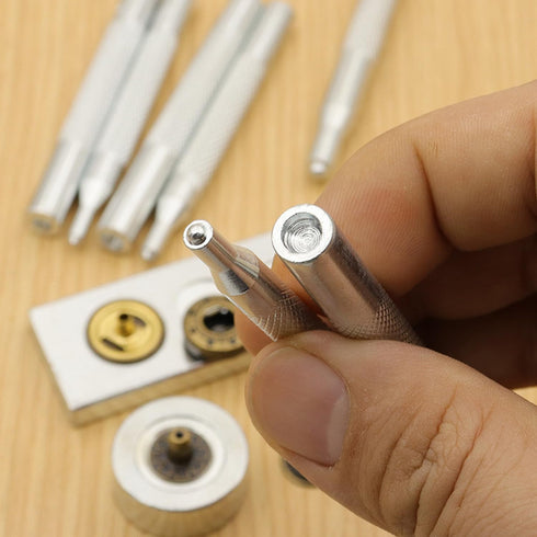 ArrErr 7 Pack Rivet Setter Tool with Base Snap Fasteners Kit Install Leather Die Punch Hole Kit 633 831 Press Studs Anvil Fixing Set for Leatherwo...
