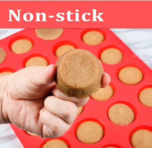 CAKETIME Silicone Muffin Pan Mini 24 Cups Cupcake Pan, Nonstick Food Grade Silicone Baking Pan 1 Pack...
