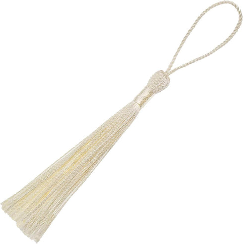 VAPKER 100 Cream Tassels 13cm/5-Inch Silky Soft Tassels with 2-Inch Cord Loop for Jewelry Making, DIY Projects, Bookmarks...