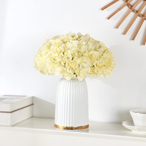 10PCS Silk Hydrangea Heads with Stems Artificial Flowers for Wedding Party Home Decor (Champagne)...