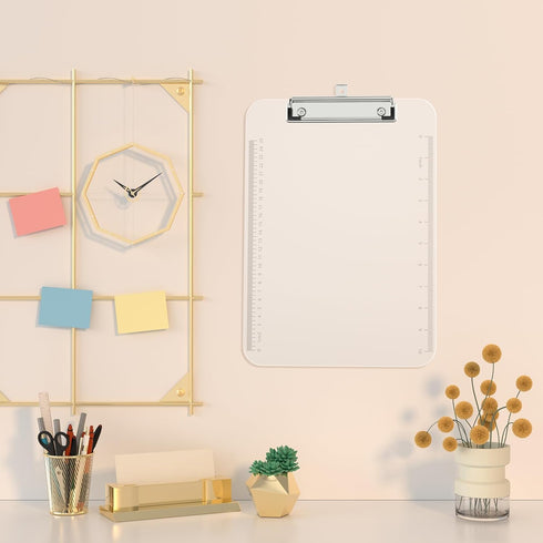 2 Pack Plastic Clipboards, Translucent Clip Board with Low Profile, Purple Clipboard with Ruler,Office Clipboards, School Supplies, Letter Size 12...